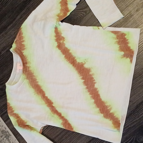 🔥🔥🔥Lisa Todd Psyched up tie dye stripe cotton sweater XS neon - Picture 4 of 12
